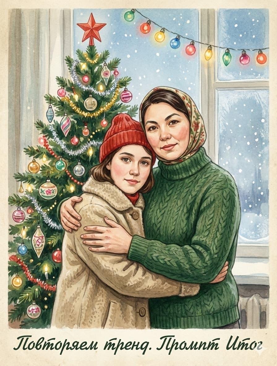 Советская открытка мама и ребёнок по фото нейросеть