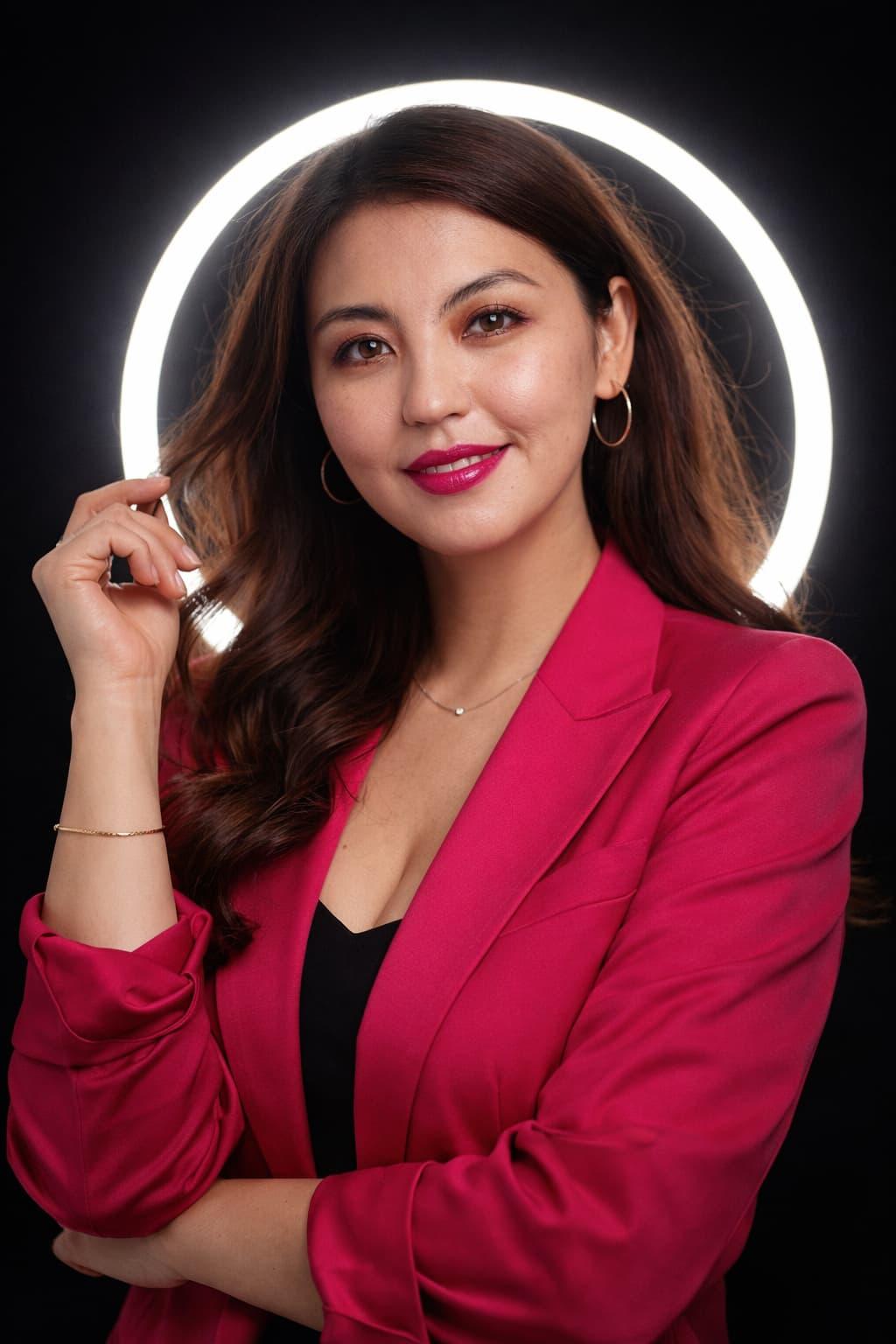 Glam Ring Light Portrait по фото нейросеть