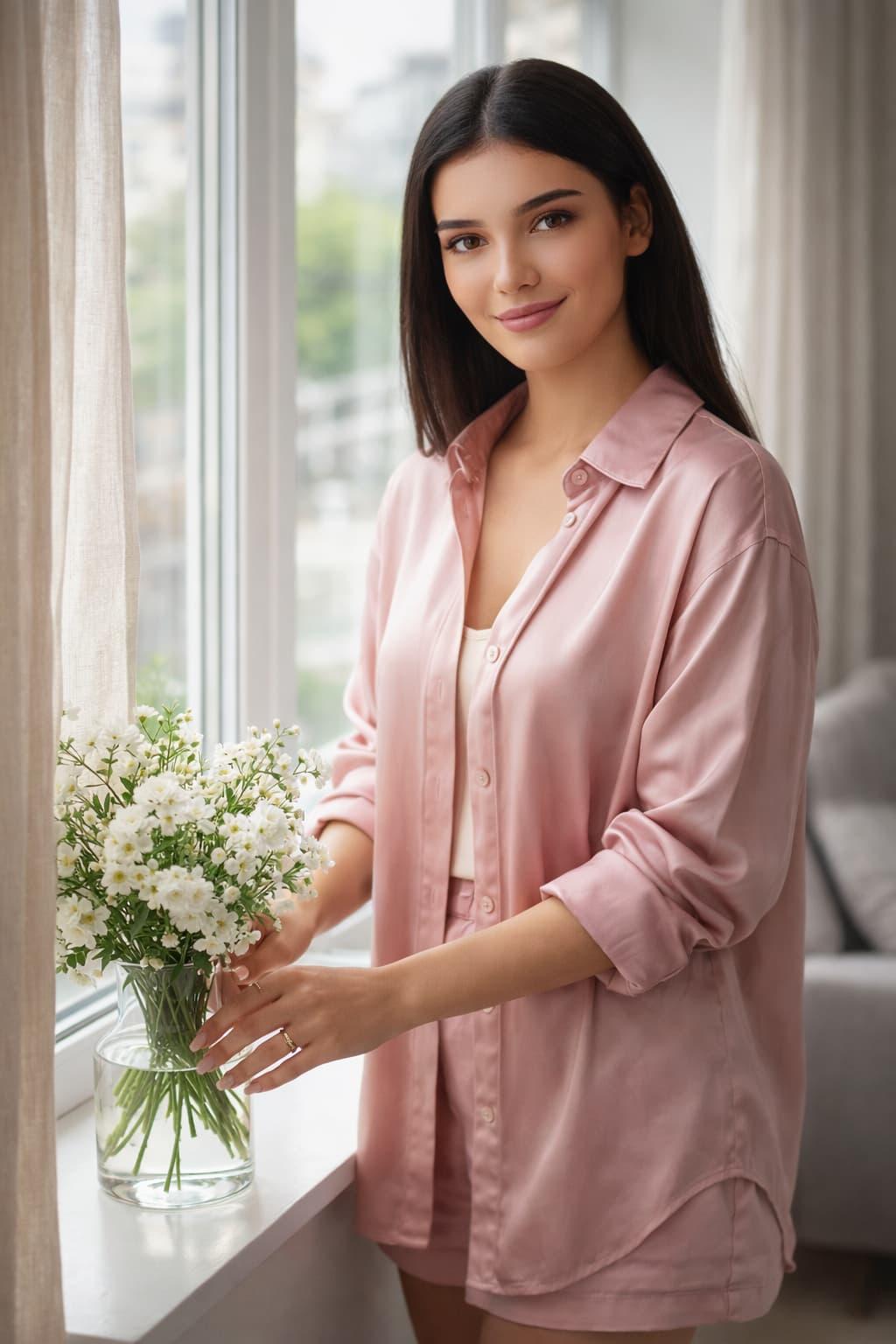 Нежное утро с цветами по фото нейросеть