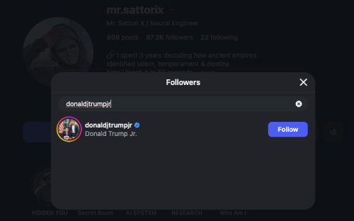 Donald Trump Jr. follows our account